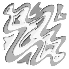 White and Grey Splatter Abstract Background With Deep 3D Paper Cut Style
