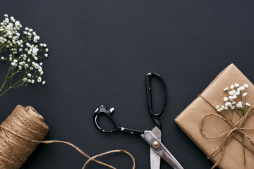 Gift with love. Handmade box with kraft Brown Paper