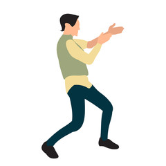 the guy is dancing, without a face, in a flat style, on a white background
