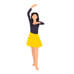 child girl dancing, without a face, in a flat style, on a white background, vector