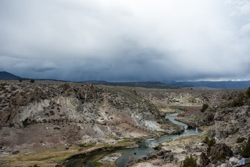 Hot Creek Geological Area near Mammoth Lakes California, in the Eastern Sierra Nevada Mountains