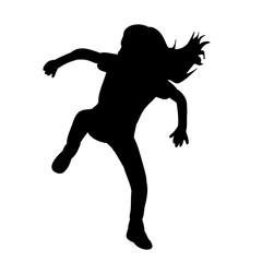 Fototapeta na wymiar black silhouette of a child dancing