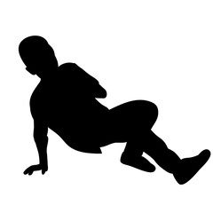 black silhouette of a guy dancing, on a white background
