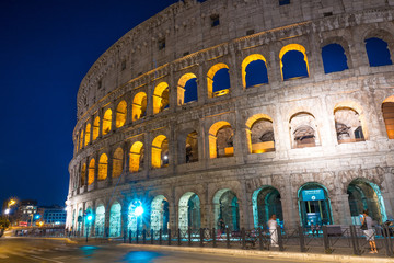 Glimpse of the Colosseum at night,