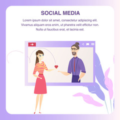 Man Woman Character Online Dating Tablet Banner