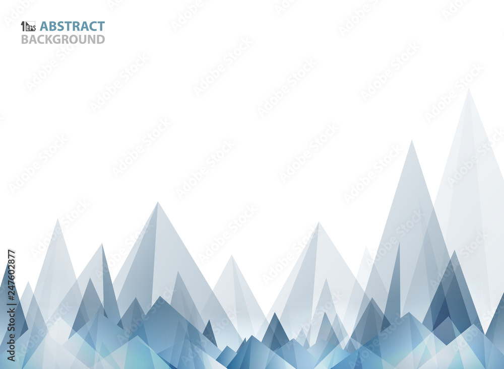 Poster abstract soft wide blue triangle pattern geometric of mountain shape.