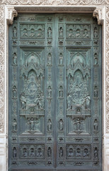 Beautiful doors of Cattedrale di Santa Maria del Fiore (Cathedral of Saint Mary of the Flower) in Florence, Italy