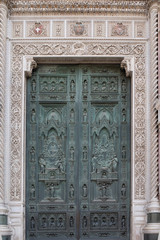 Beautiful doors of Cattedrale di Santa Maria del Fiore (Cathedral of Saint Mary of the Flower) in Florence, Italy