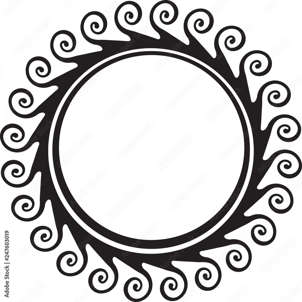 Poster decorative round frame for your design with swirls.