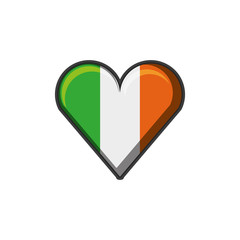 flag irish in shape heart isolated icon