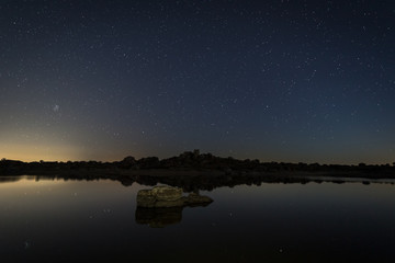 Night photography in the Natural Area of Barruecos. Extremadura. Spain.