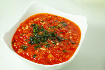 adjika,hot chili sauce,meat sauce,pepper mix