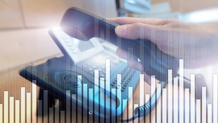 Business and finance graph on blurred background. Trading, investment and economics concept.