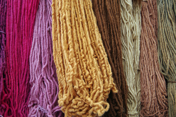 Merino wool colorful dyed textile long hanging strands
