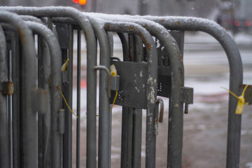 mobile steel fence at a barrier - Image