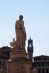 Fototapeta premium Dante Alighieri statue in Santa Croce square in Florence, Italy
