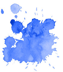 Colorful abstract watercolor texture stain with splashes and spatters. Modern creative watercolor background for trendy design.