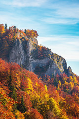 rocky cliff in autumn