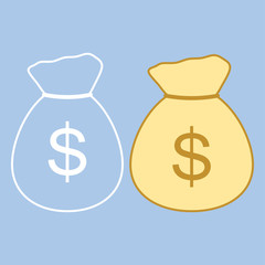 Money bag. Vector illustration, icon in flat style. - Vector