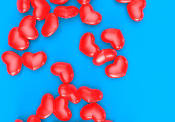 Love and heart health symbol: Valentines day blue card with red heart shape