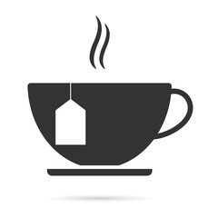 Cup icon with hot drink, coffee, cappuccino, flat style, modern design. Vector - Vector