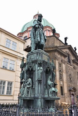 Fototapeta premium Statue of Charles IV near Charles bridge in Prague