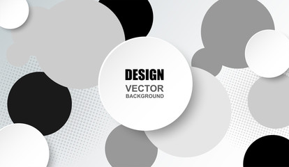 Abstract. Black and white circle shapes background ,light and shadow . for  layout, brochure,page, poster. Vector, illustration.