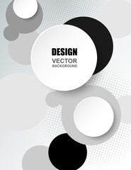 Abstract. Black and white circle shapes background ,light and shadow . for  layout, brochure,page, poster. Vector, illustration.