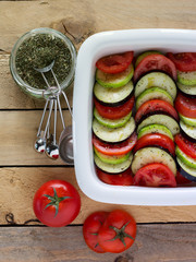 ratatouille. chopped vegetables. cooking
