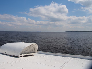 River walk along the Neva river in St. Petersburg by boat.
