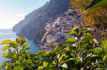 View of Positano village along Amalfi Coast in Italy