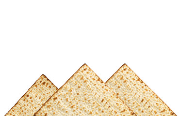 passover background with matzoh isolated on white as piramids.