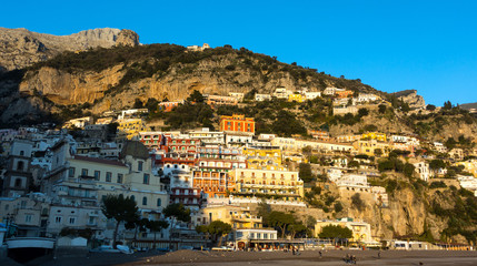View of Positano village along Amalfi Coast in Italy