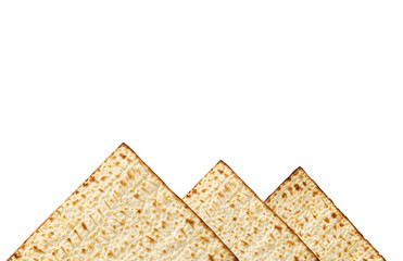 passover background with matzoh isolated on white as piramids.
