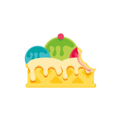 balls of ice cream in waffle