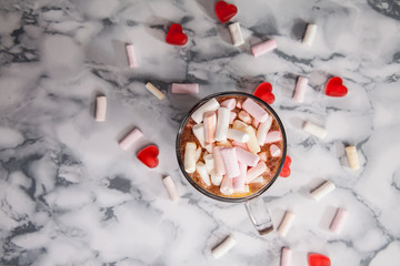 Obraz na płótnie Canvas Lovely cappuccino with marmalade and marshmallows