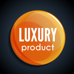 Glossy sale button or badge. Product promotions. Luxury product, vector.