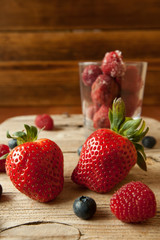 Strawberrys on a woody background