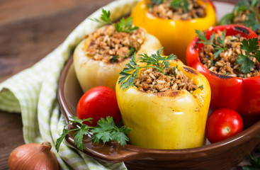 Stuffed peppers with meat and rice