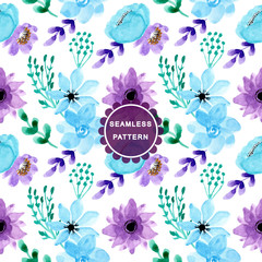 Fototapeta premium soft blue purple watercolor seamless pattern