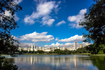São Paulo, Brazil, December 19, 2013. Lake in Ibirapuera Park