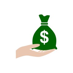 Money in hand, Hand giving money icon or logo