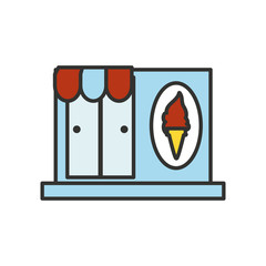 ice cream store facade with parasol