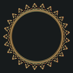 Designer decorative frame.Beautiful elegant vector element for design and place for your text. Golden floral border for any of your ideas.Lace image in the form of a circle