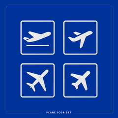  Blue vector plane icon set.