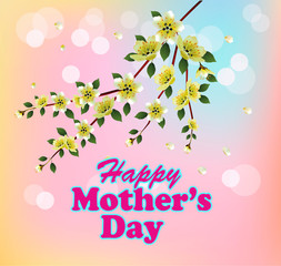 Happy Mother's Day background with flowers on the tree.