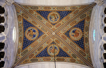 Fresco painting on the ceiling of the Cathedral of St Martin in Lucca, Italy