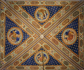 Fresco painting on the ceiling of the Cathedral of St Martin in Lucca, Italy