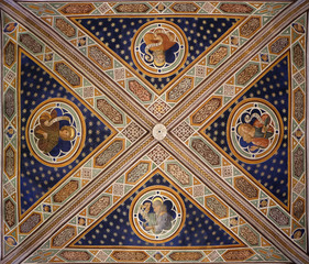 Fresco painting on the ceiling of the Cathedral of St Martin in Lucca, Italy