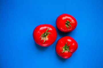 Tomatoes on a blue background